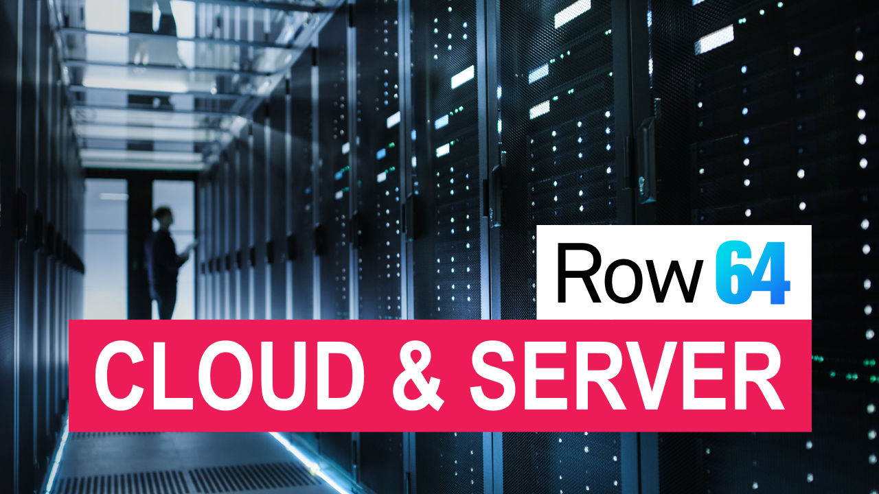 A man standing in front of a large server, which is part of a cloud and server system.